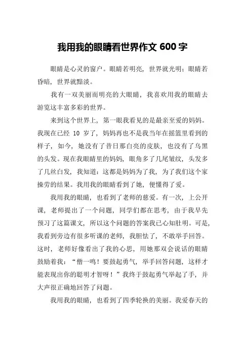 我用我的眼睛看世界作文600字