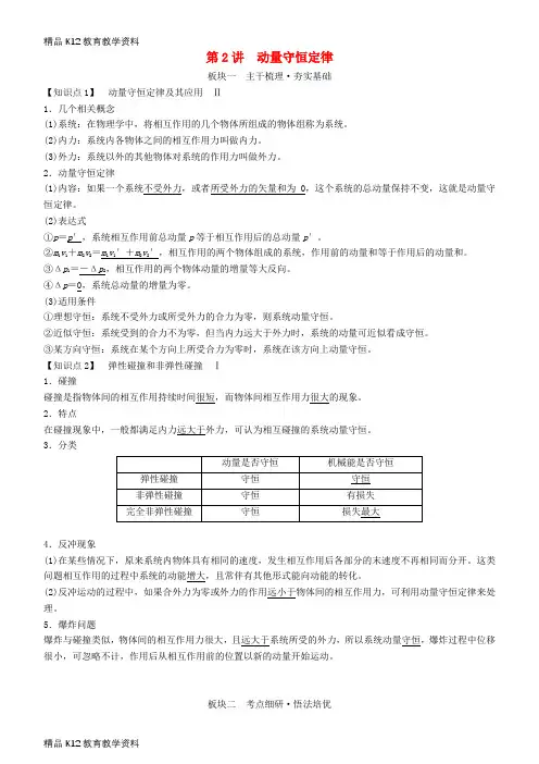 【配套K12】[学习]2019年高考物理一轮复习 第六章 动量守恒定律及其应用 第2讲 动量守恒定律