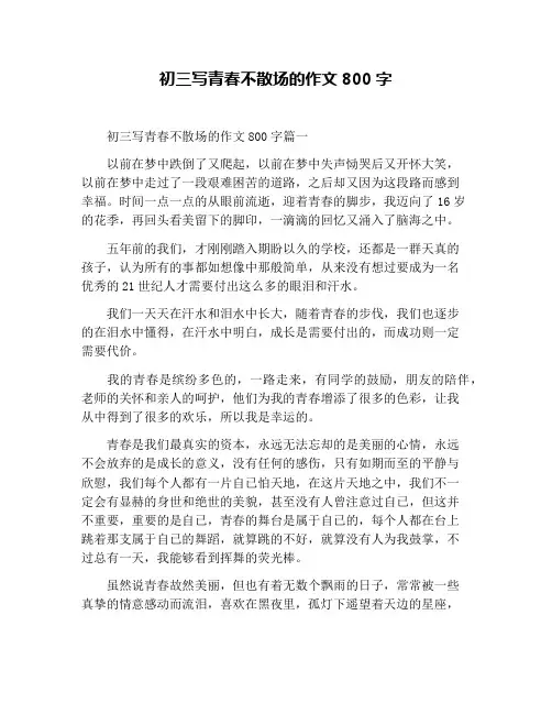 初三写青春不散场的作文800字