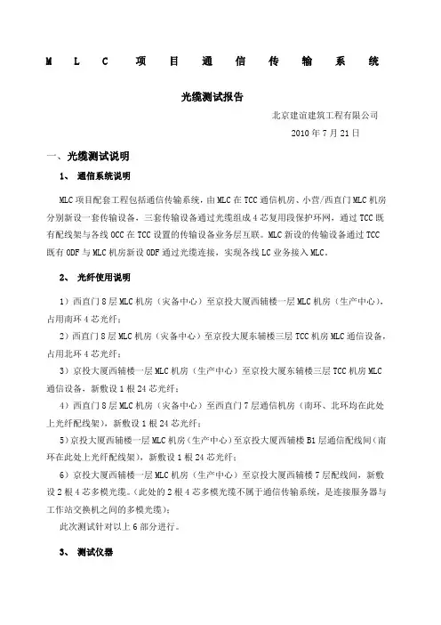 光缆测试报告