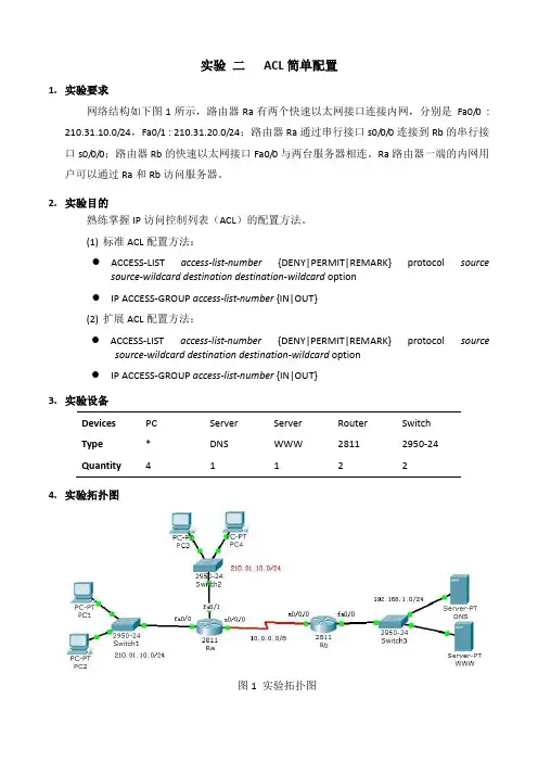 实验二  ACL简单配置