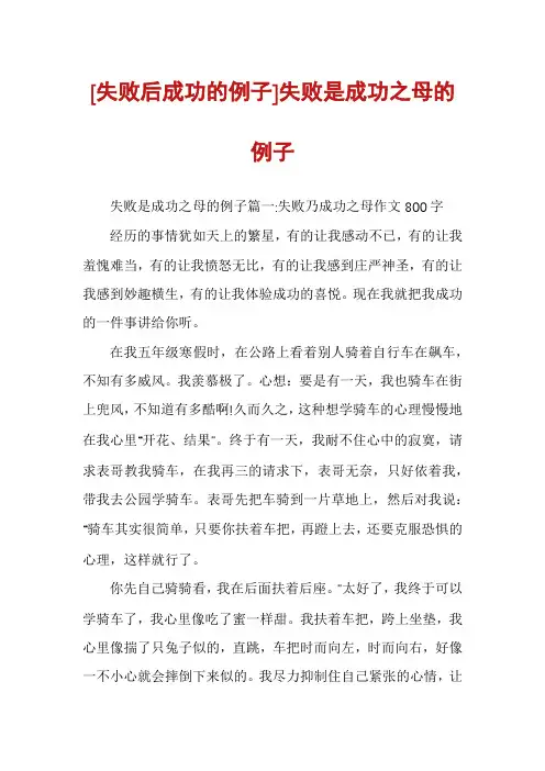 [失败后成功的例子]失败是成功之母的例子