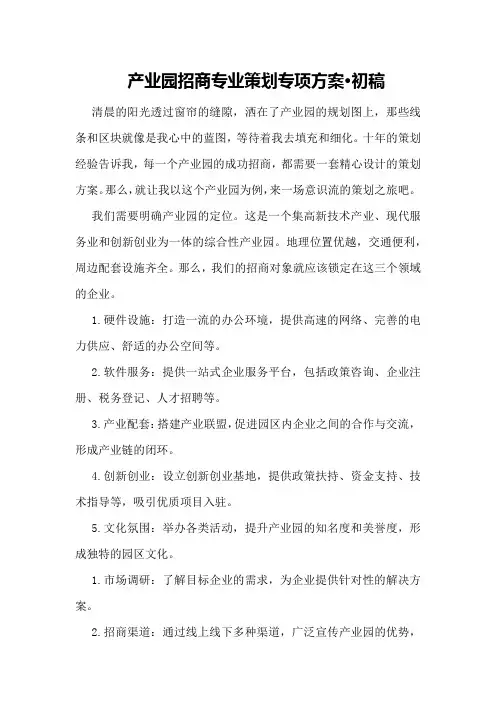 产业园招商专业策划专项方案·初稿
