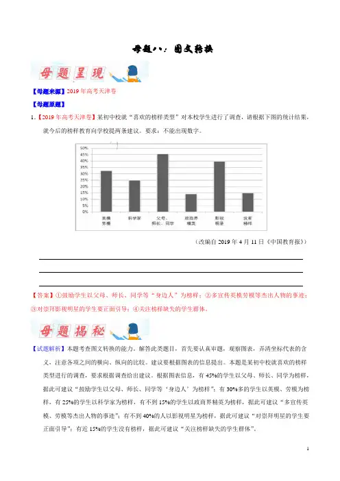 专题08 图文转换-2019年高考语文母题题源系列(原卷版)