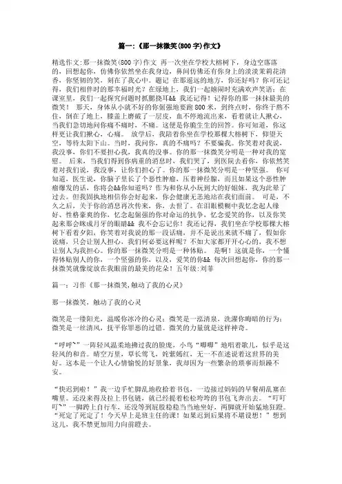 守护那一抹笑容初中作文800字