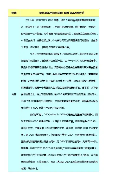 爱优美团购局限原因分析总结