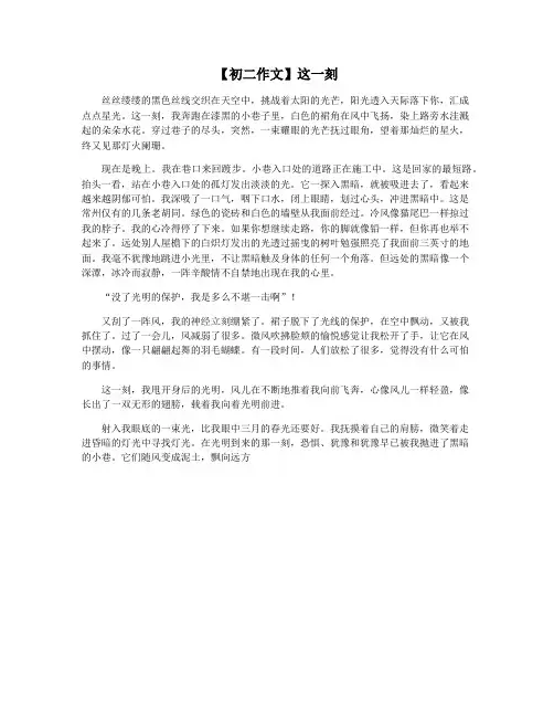 【初二作文】这一刻