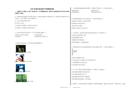 2020年湖北省宜昌市中考物理试卷