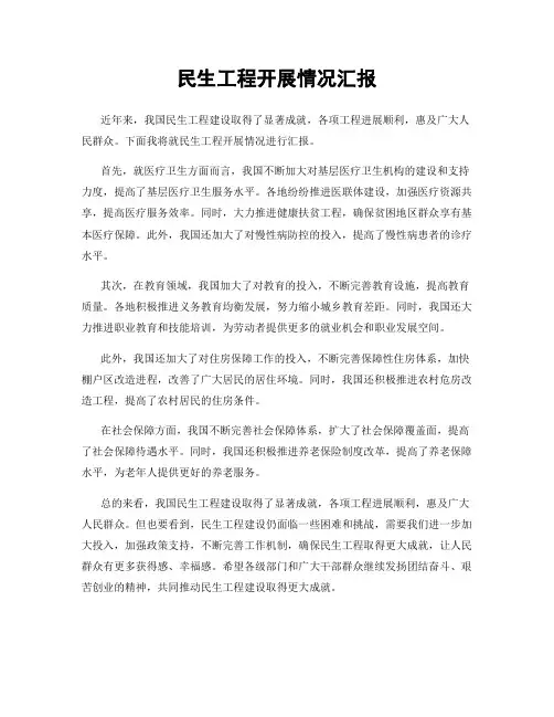 民生工程开展情况汇报