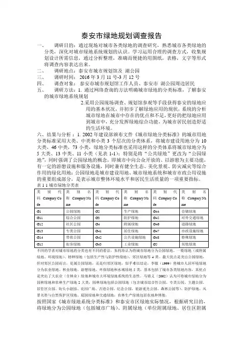 泰安绿地调查报告