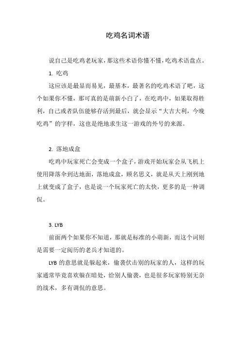吃鸡名词术语