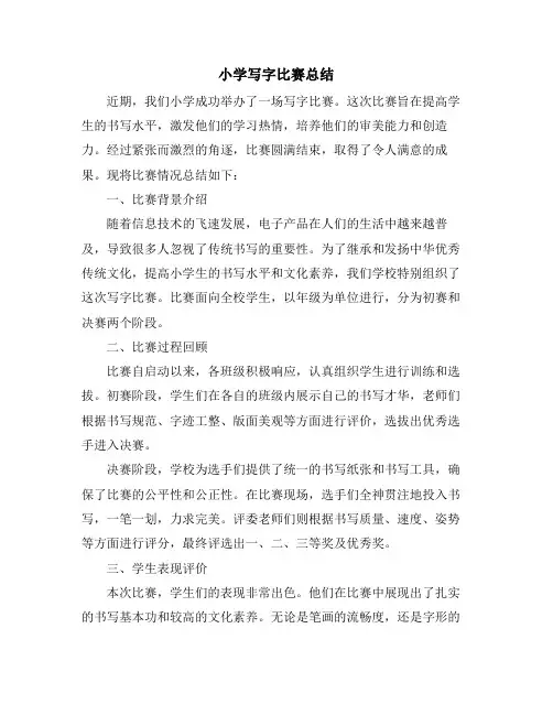 小学写字比赛总结 (2)