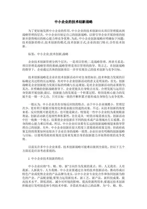中小企业的技术创新战略