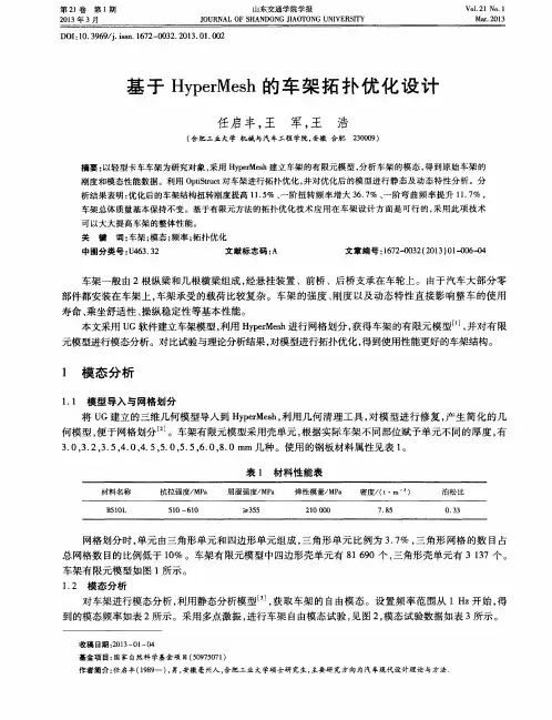 基于HyperMesh的车架拓扑优化设计