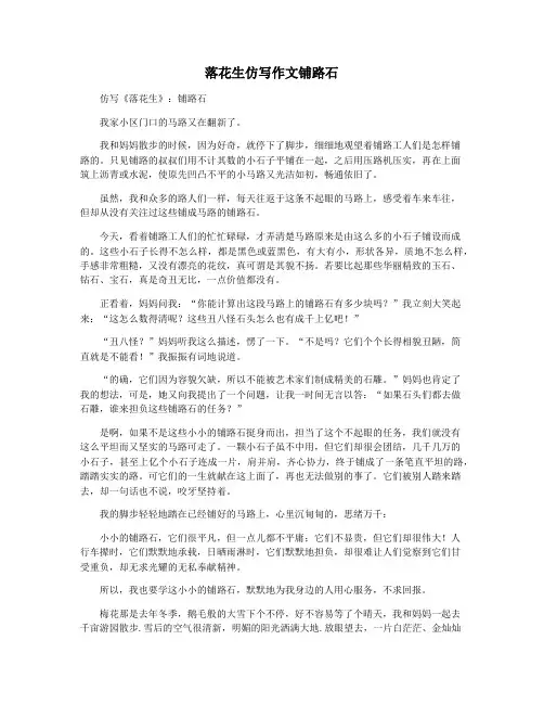 落花生仿写作文铺路石