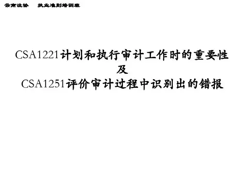 CSA1221计划和执行审计工作时的重要性、CSA1251评价审