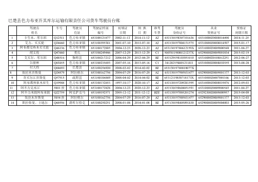 货车驾驶员台账