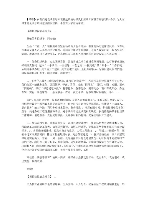 项目建设表态发言精选五篇【精选】