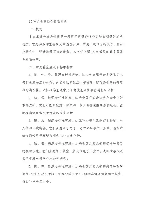 15种重金属混合标准物质