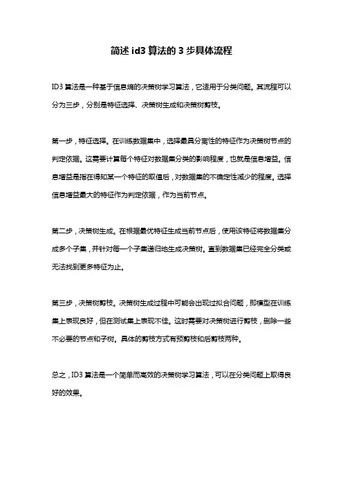 简述id3算法的3步具体流程