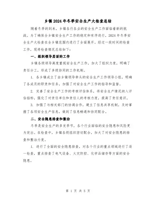 乡镇2024年冬季安全生产大检查总结(2篇)