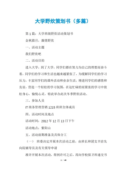 大学野炊策划书(多篇)