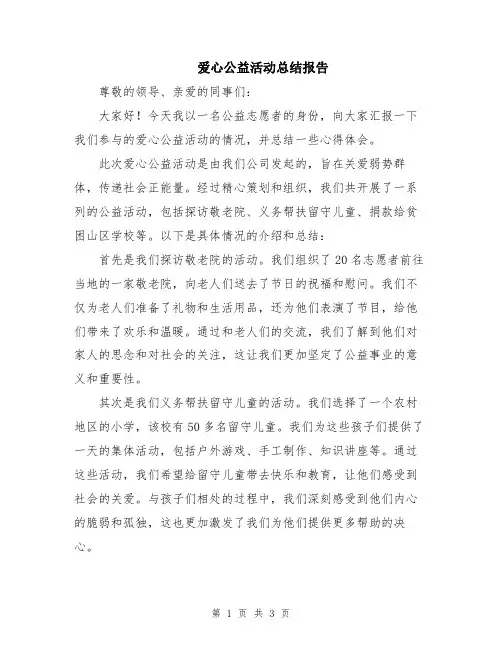 爱心公益活动总结报告
