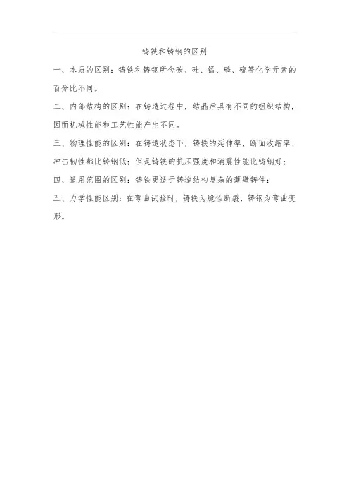 铸铁和铸钢的区别