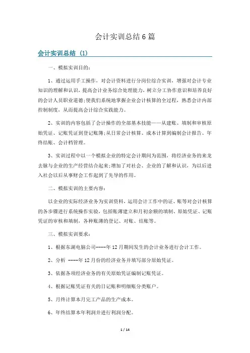会计实训总结6篇
