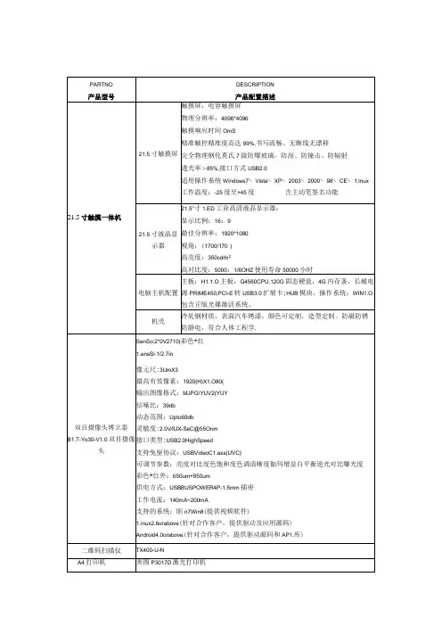 公共法律服务机器人柜式机配置表