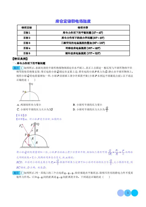 库仑定律和电场强度-2024届高考物理一轮复习热点题型(解析版)