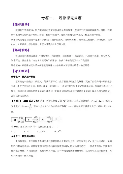 专题01 规律探究问题(精讲)-2019年中考数学高频考点突破全攻略(原卷版)