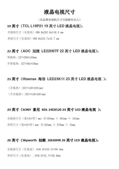 液晶电视尺寸
