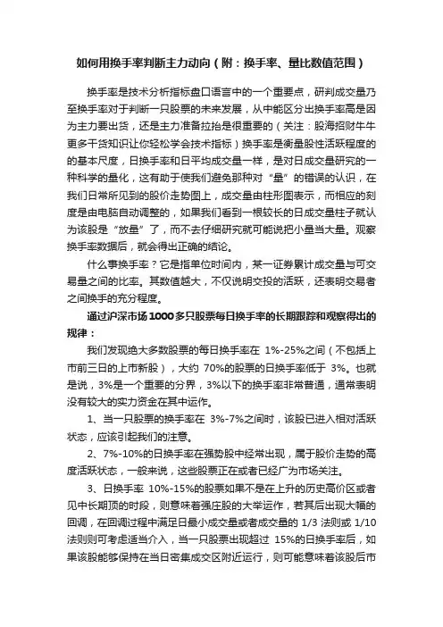 如何用换手率判断主力动向（附：换手率、量比数值范围）