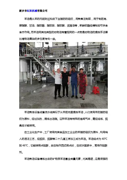 羊油熬炼设备提取工艺说明