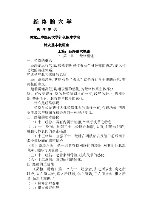 经络腧穴学教学笔记