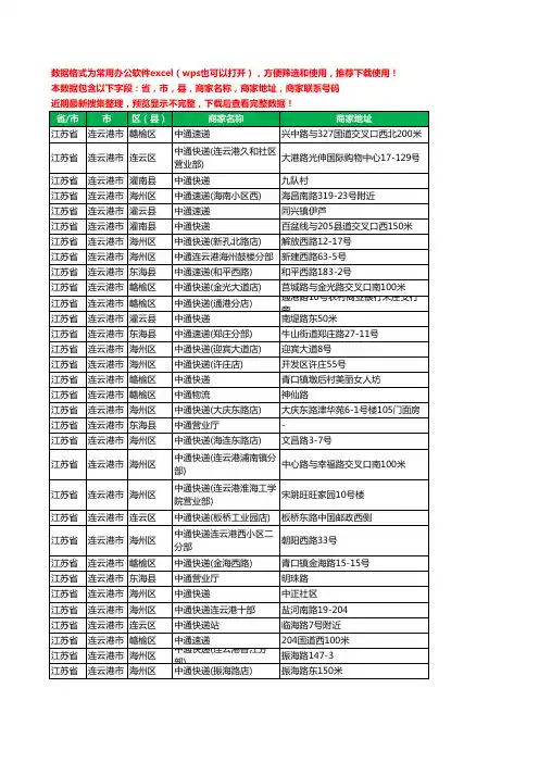 新版江苏省连云港市中通快递工商企业公司名录名单黄页大全141家