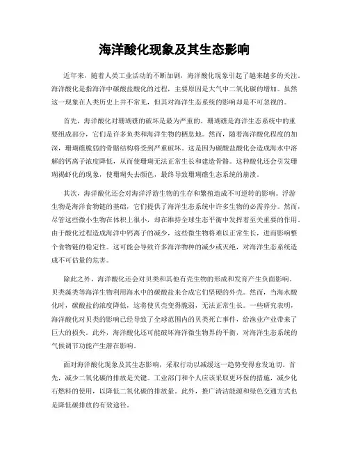 海洋酸化现象及其生态影响