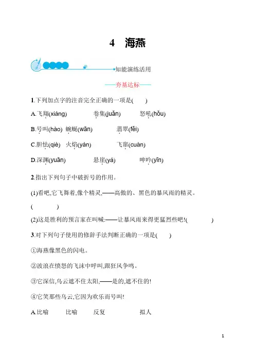 统编版(部编版)语文九年级下册课课练4 海燕