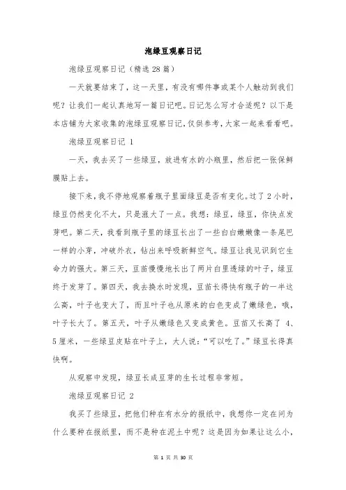 泡绿豆观察日记