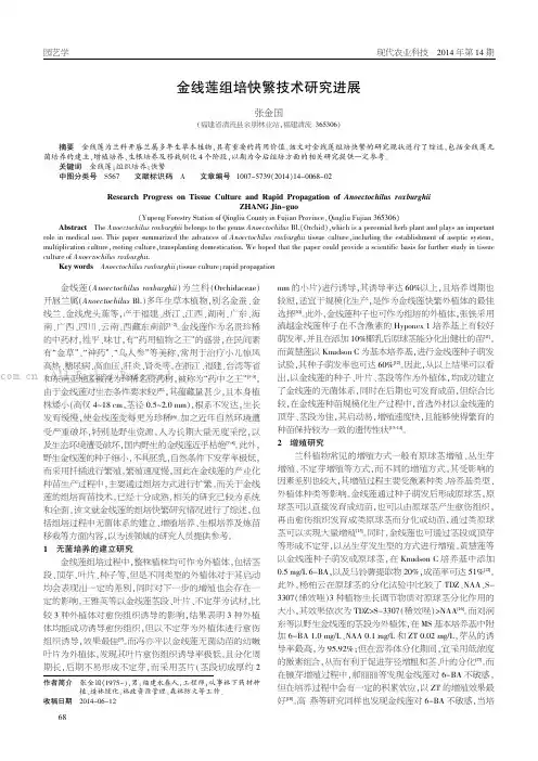金线莲组培快繁技术研究进展