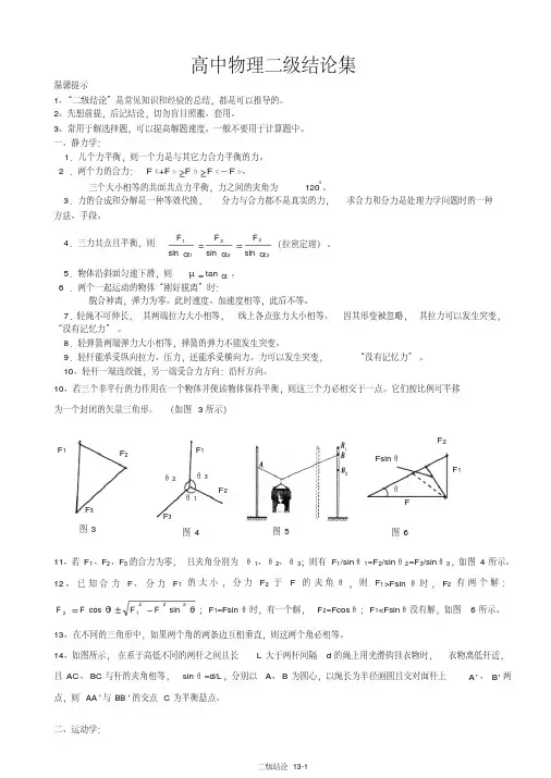高中物理二级结论(超全)