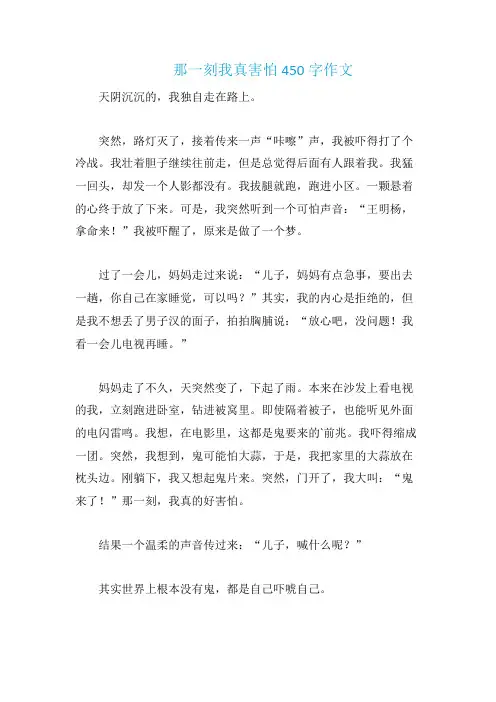那一刻我真害怕450字作文