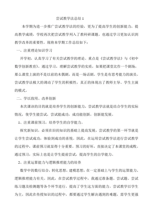 尝试教学法阶段总结1
