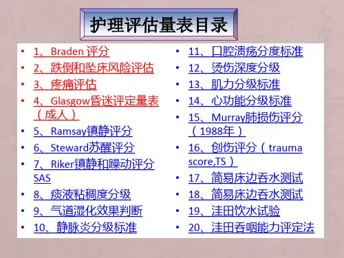 护理常用评估量表