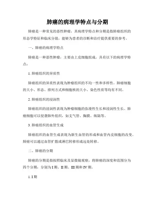 肺癌的病理学特点与分期