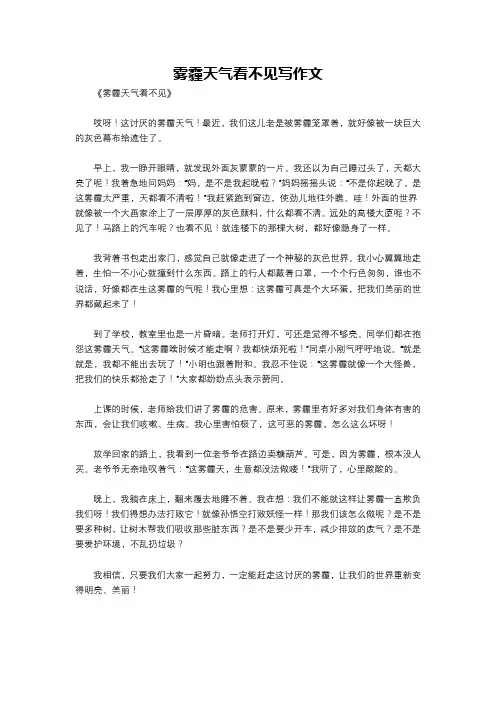 雾霾天气看不见写作文