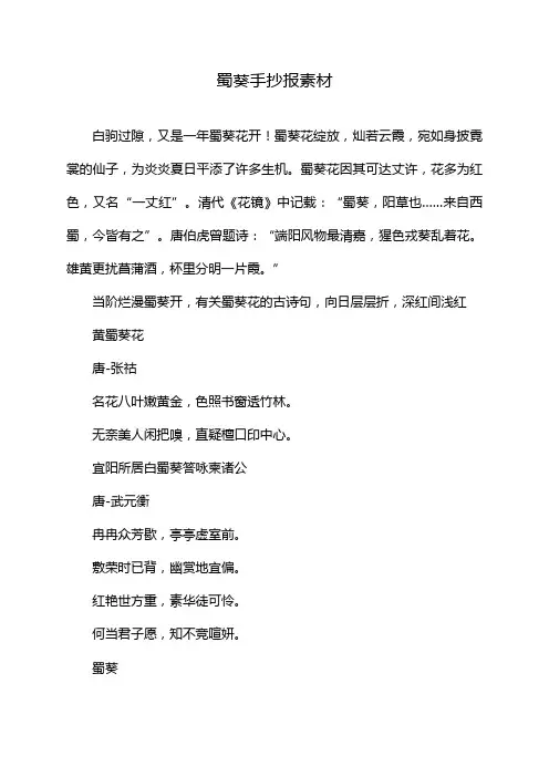 蜀葵手抄报素材
