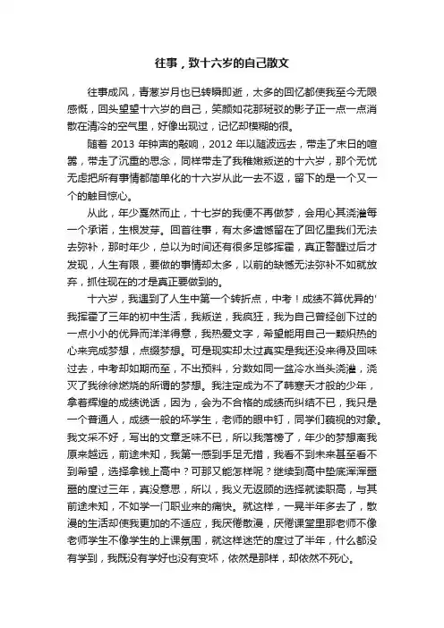 往事，致十六岁的自己散文