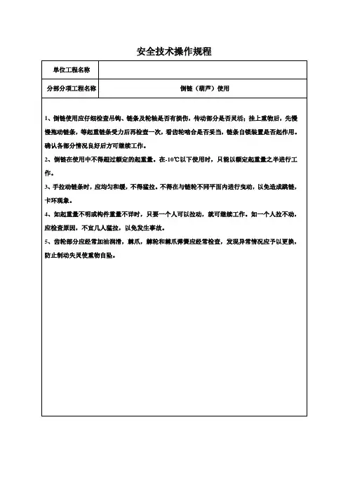 安全技术操作规12倒链(葫芦)使用